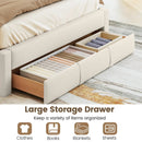 Queen Size Bed Frame with Storage Drawer and Vertical Channel Headboard by LJGDeals