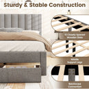 Queen Size Bed Frame with Storage Drawer and Vertical Channel Headboard by LJGDeals
