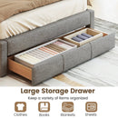 Queen Size Bed Frame with Storage Drawer and Vertical Channel Headboard by LJGDeals