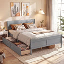 Queen Size Bed Frame with 2 Storage Drawers and Footboard by LJGDeals