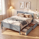 Queen Size Bed Frame with 2 Storage Drawers and Footboard by LJGDeals