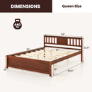 Wooden Platform Bed with Headboard and Slat Support-Queen Size by LJGDeals