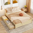 Queen Size Bed Frame with 2 Rolling Storage Drawers