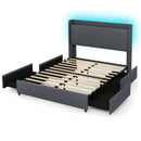 Full/Queen Size Bed Frame with LED Lights and Charging Station by LJGDeals