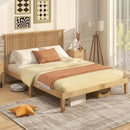 Twin/Full/Queen Size Bed Frame with Rattan Headboard by LJGDeals
