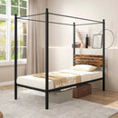 Queen Size Canopy Bed Frame with Under Bed Storage by LJGDeals
