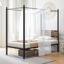 Queen Size Canopy Bed Frame with Under Bed Storage by LJGDeals