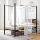 Queen Size Canopy Bed Frame with Under Bed Storage-Twin Size