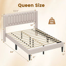Queen Size Dutch Velvet/Linen Fabric Upholstered Platform Bed with Wingback Headboard and Wooden Slat Support by LJGDeals