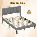 Queen Size Dutch Velvet/Linen Fabric Upholstered Platform Bed with Wingback Headboard and Wooden Slat Support by LJGDeals