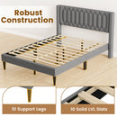Queen Size Dutch Velvet/Linen Fabric Upholstered Platform Bed with Wingback Headboard and Wooden Slat Support