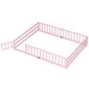 Queen Size Floor Bed Kids Montessori Bed Frame with Full Length Safety Guardrails by DirectDeals