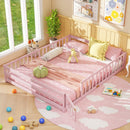 Queen Size Floor Bed Kids Montessori Bed Frame with Full Length Safety Guardrails