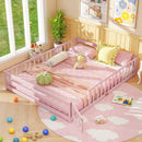 Queen Size Floor Bed Kids Montessori Bed Frame with Full Length Safety Guardrails by LJGDeals