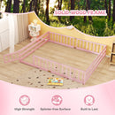 Queen Size Floor Bed Kids Montessori Bed Frame with Full Length Safety Guardrails