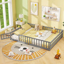 Queen Size Floor Bed Kids Montessori Bed Frame with Full Length Safety Guardrails by DirectDeals