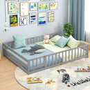 Queen Size Floor Bed Kids Montessori Bed Frame with Full Length Safety Guardrails by LJGDeals
