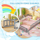 Queen Size Floor Bed Kids Montessori Bed Frame with Full Length Safety Guardrails by DirectDeals
