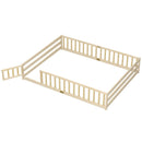 Queen Size Floor Bed Kids Montessori Bed Frame with Full Length Safety Guardrails