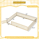 Queen Size Floor Bed Kids Montessori Bed Frame with Full Length Safety Guardrails by DirectDeals