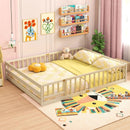Queen Size Floor Bed Kids Montessori Bed Frame with Full Length Safety Guardrails by LJGDeals