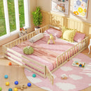Queen Size Floor Bed Kids Montessori Bed Frame with Full Length Safety Guardrails by DirectDeals
