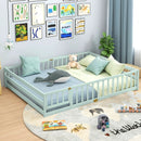 Queen Size Floor Bed Kids Montessori Bed Frame with Full Length Safety Guardrails by LJGDeals