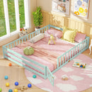 Queen Size Floor Bed Kids Montessori Bed Frame with Full Length Safety Guardrails by DirectDeals