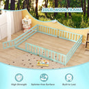 Queen Size Floor Bed Kids Montessori Bed Frame with Full Length Safety Guardrails