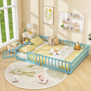 Queen Size Floor Bed Kids Montessori Bed Frame with Full Length Safety Guardrails by DirectDeals