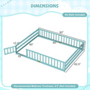 Queen Size Floor Bed Kids Montessori Bed Frame with Full Length Safety Guardrails