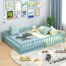 Queen Size Floor Bed Kids Montessori Bed Frame with Full Length Safety Guardrails