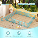 Queen Size Floor Bed Kids Montessori Bed Frame with Full Length Safety Guardrails by DirectDeals