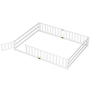 Queen Size Floor Bed Kids Montessori Bed Frame with Full Length Safety Guardrails