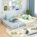 Queen Size Floor Bed Kids Montessori Bed Frame with Full Length Safety Guardrails by DirectDeals