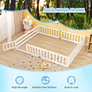 Queen Size Floor Bed Kids Montessori Bed Frame with Full Length Safety Guardrails