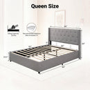 Queen Size Lift-up Storage Bed Modern Linen Upholstered Platform Bed