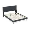 Queen Size Upholstered Bed Frame with Button Tufted Wingback Headboard and Wooden Slats Support Mattress Foundation-Gray by LJGDeals