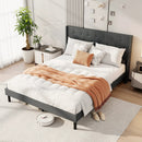 Queen Size Upholstered Bed Frame with Button Tufted Wingback Headboard and Wooden Slats Support Mattress Foundation-Gray by LJGDeals