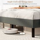 Queen Size Upholstered Bed Frame with Button Tufted Wingback Headboard and Wooden Slats Support Mattress Foundation-Gray by LJGDeals