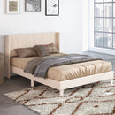 Full/Queen Size Upholstered Bed Frame with Geometric Wingback Headboard by LJGDeals
