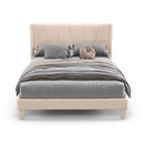 Full/Queen Size Upholstered Bed Frame with Geometric Wingback Headboard