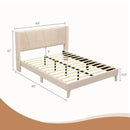 Full/Queen Size Upholstered Bed Frame with Geometric Wingback Headboard by LJGDeals