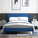 Queen Size Upholstered Platform Bed with Button Tufted Wingback Headboard by LJGDeals