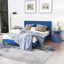 Queen Size Upholstered Platform Bed with Button Tufted Wingback Headboard by LJGDeals