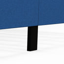 Queen Size Upholstered Platform Bed with Button Tufted Wingback Headboard-Blue