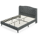 Full/Queen Size Upholstered Platform Bed Frame with Button Tufted Headboard by LJGDeals