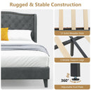 Full/Queen Size Upholstered Platform Bed Frame with Button Tufted Headboard by LJGDeals