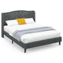 Full/Queen Size Upholstered Platform Bed Frame with Button Tufted Headboard by LJGDeals
