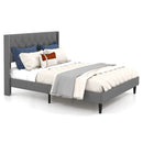 Full/Queen Size Upholstered Platform Bed with Button Tufted Headboard by LJGDeals